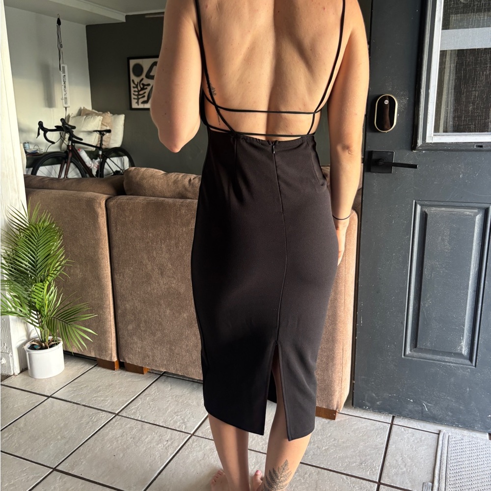 Hello Molly Can’t Afford Me Black Midi Dress Strappy - Picture 6 of 6